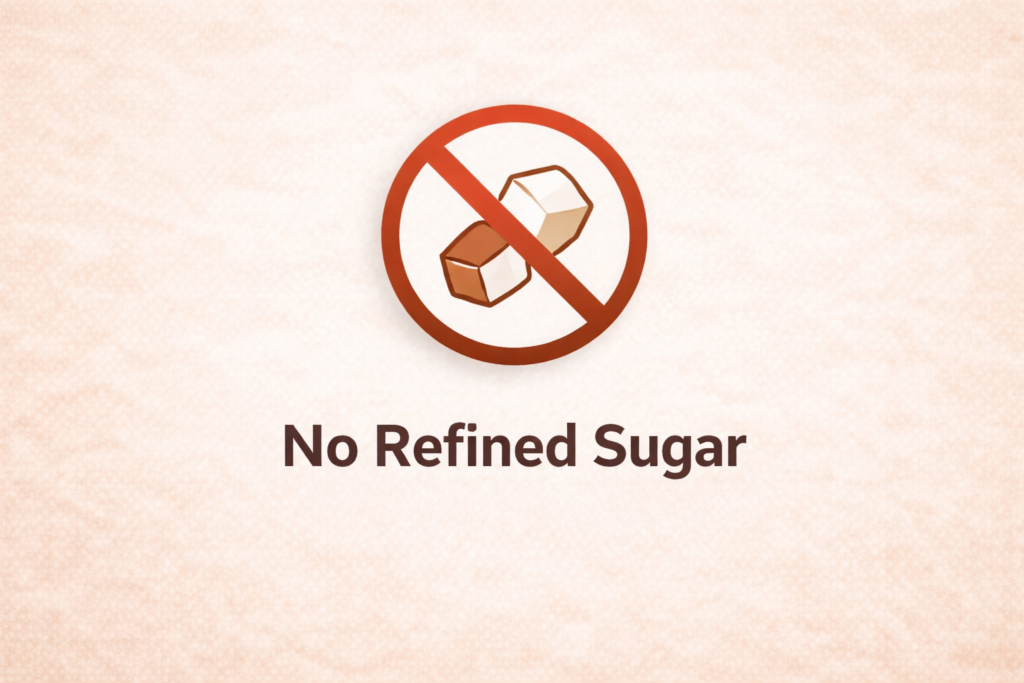 No refined sugar symbol indicating sugar free recipe