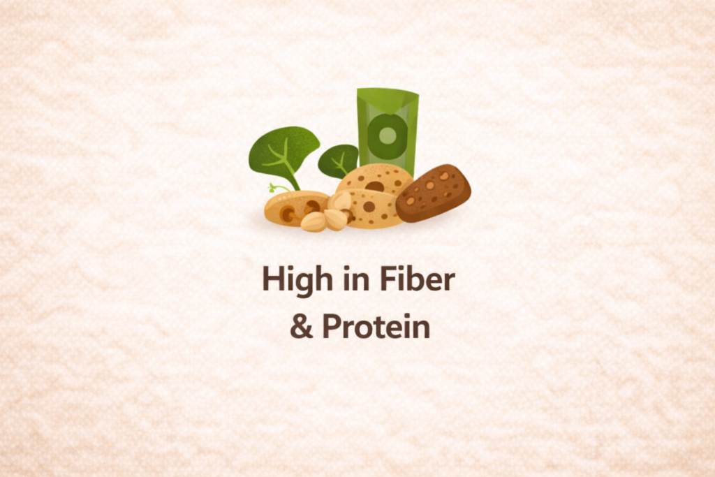 High in fiber and protein healthy nutrition icon