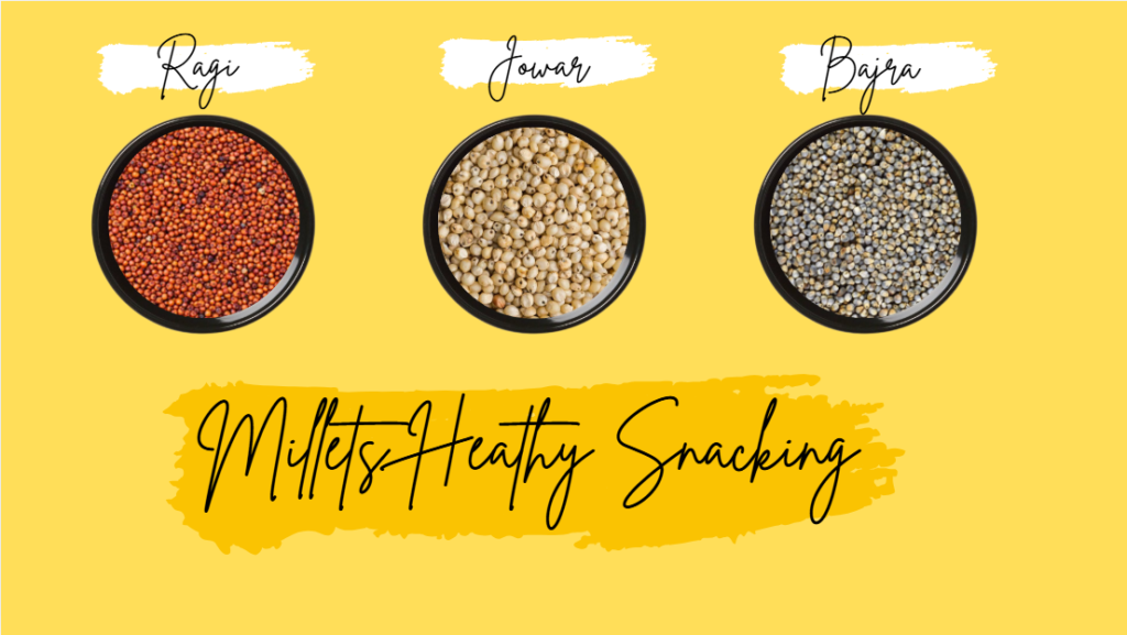 Nutrimelt Bites healthy snacking with millet cookies and energy drink
